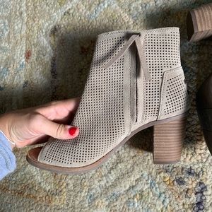 tan suede TOMS heeled booties